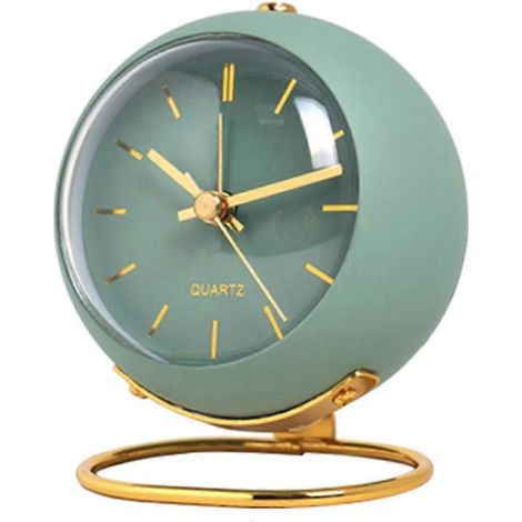 Réveil analogique lumineux, petit réveil rétro silencieux, réveil de chevet pour étudiant, horloge à aiguilles lumineuses (vert) (1/4)