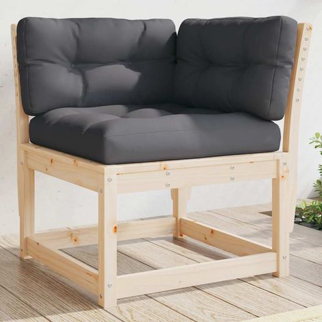 vidaXL Sofá esquinero de jardín con cojines madera de pino 73x73x78 cm (1/5)