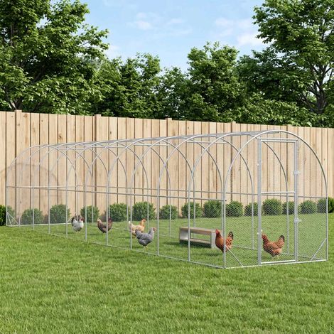 vidaXL Poulailler Argenté 1000 x 200 x 200 cm Acier galvanisé (1/5)