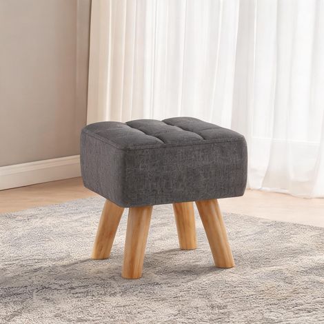 Pouf coloris gris en polyester 27 x 27 x 26 cm (1/5)