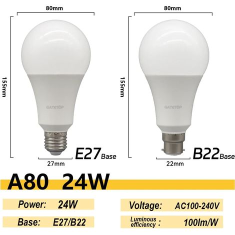 Filiyano-Lot de 4 ampoules LED E27/B22 (8W, 18W, 20W, 24W) à haut flux lumineux, compatibles AC220V/230V/110V, idéales pour l'éclairage de votre salon (1/5)