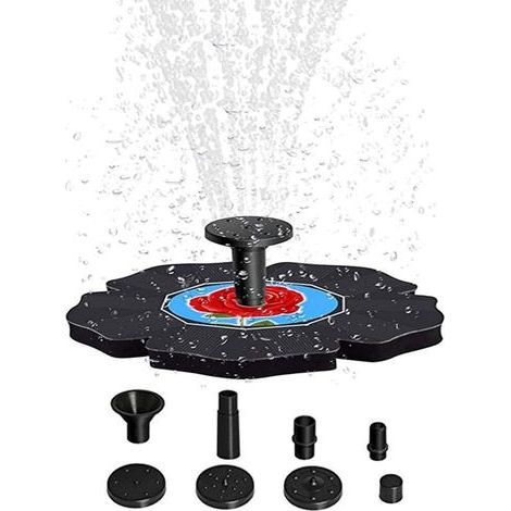 Vtizikl Freistehende schwimmende Solar-Blumenbrunnen-Teichpumpe mit 4 Düsen, Solar-Brunnenpumpen-Set für den Außenbereich, energiesparender Solarbrunnen, solarbetriebener Vogeltränkenbrunnen - B 16 cm (1/5)
