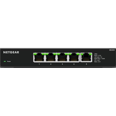 NETGEAR MS305 Non gestito 2.5G Ethernet [100/1000/2500] Nero (5-PORT 2.5G UNMANAGED SWITCH - MULTI-GIG) (1/5)