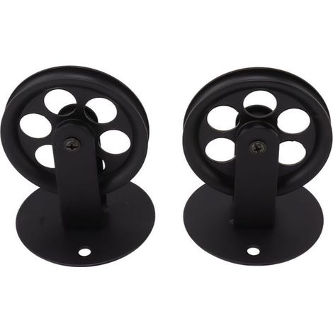Roues de poulie industrielles noires, 2 pièces, pour lampe suspendue de grange à brancher, montage mural Vintage au plafond, poulies de remorquage de levage, noires (1/4)