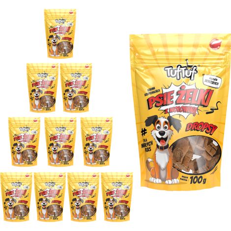 TufTuf Hunde-Gelee-Drops Rindfleisch-Leckerli für Hunde 10 x 80 g (1/3)