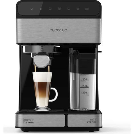 Cecotec – Cafetière à dosettes semi-automatique noire – Acier inoxydable – Système InstantCappuccino – Réservoir 1.4L – Pression 20 bars – 1350W