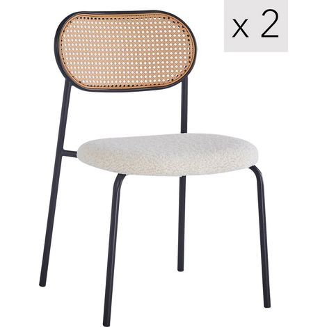 Nordlys - Lot de 2 Chaises de Salle a Manger Industrielles Metal Cannage Rotin (1/5)