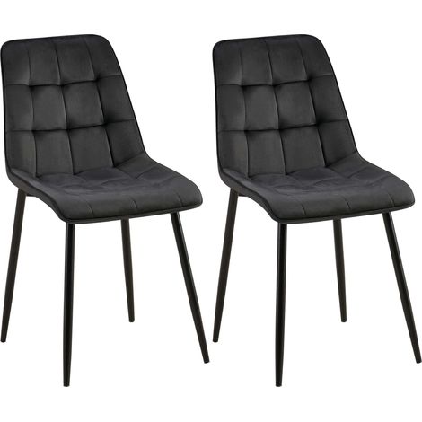 Lote de 2 sillas de comedor Funda de terciopelo Gifford Negro Terciopelo (1/5)