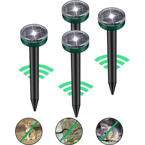 Répulsif Taupe Solaire à Ultrason LED pour Jardin Pelouse, circulaire 4pcs. (1/5)