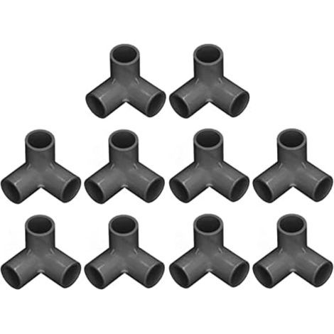 JSSEVN - PVC Pipe Connectors, 10-Piece 3-Way Fitting Kit, 20 mm, Black, for Greenhouse Frame (1/5)