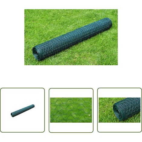 Grillage à poule avec revêtement en PVC 25x0,75 m vert vidaXL (1/4)