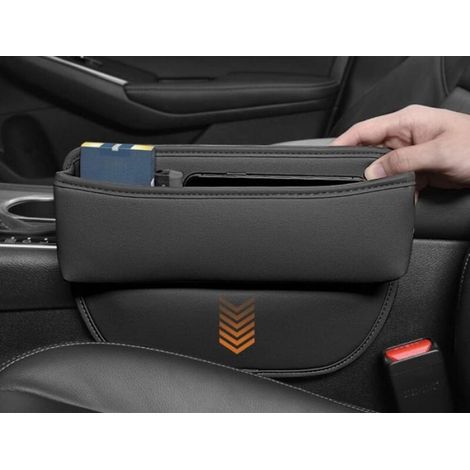 Organisateur siège voiture cuir PU rangement téléphone clés lunettes noir (1/5)
