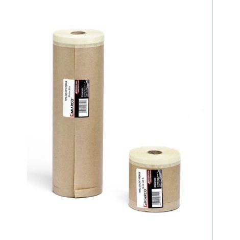 FPLUS papel con cinta 30cmx20 mt , Protector de papel y cinta krepp para pintura. 20 m x 30 cm.