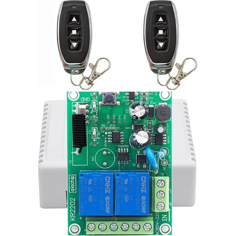 1 Commutateur RF 433Mhz, 2 Canaux, Récepteur Relais AC 220V, 2 Émetteurs, Pour Moteur Porte