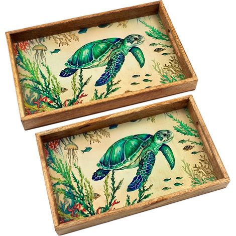 Signes Grimalt Bandeja De Decoración Novedad Bandejas Tortuga 2U Novedad Marrón 27x43x50cm 39342