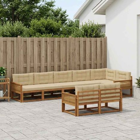vidaXL Outdoor-Sofagarnitur 8 Stk. Natur und Beige (1/5)