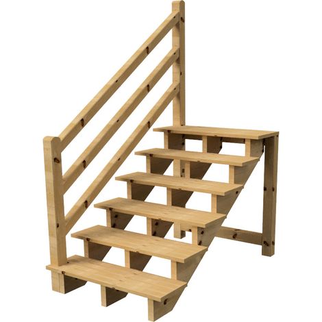 Terrassentreppe VENEZIA mit Treppengeländer links, 6 Stufen, H105cm B120cm, ohne Setzstzufen