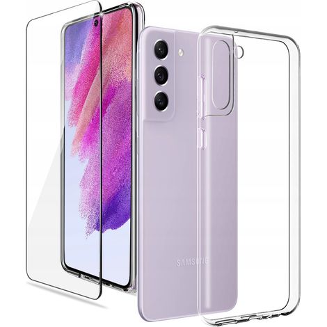 Schlanke Hülle für Samsung S21 FE, transparente Hülle, transparente Rückseite + Glas (1/4)