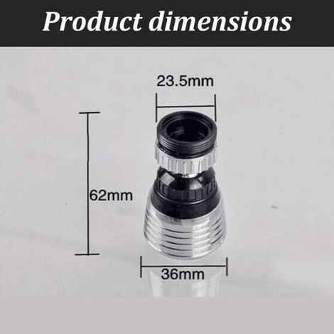 2 embouts aérateurs pour robinet de cuisine, rotation 360°, 2 modes de débit mousseur, fournis avec adaptateurs de fixation (1/5)