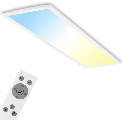 Panneau LED avec télécommande, à intensité variable, dalle led, plafond, plafonnier led, lustre salon et cuisine et chambre, panneaux led, 100x25x4,8 cm, blanc (1/5)