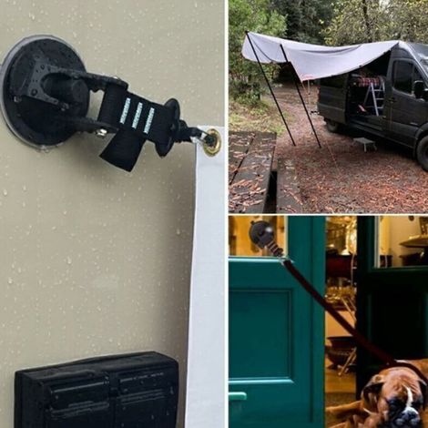 4 Ancrage à ventouse, fixation robuste sans outil, pour bâche auvent camping-car caravane (1/4)
