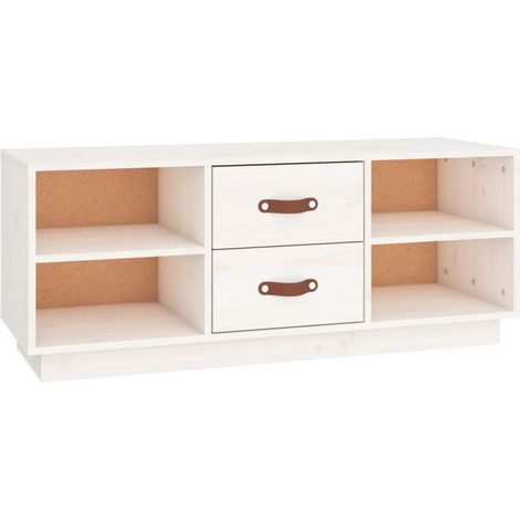 Mobile TV multimediale scaffale per televisione televisore buffet sala da pranzo soggiorno camera da letto 100 x 34 x 40 cm legno massello di pino bianco 020025466