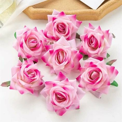 10 fleurs artificielles pour scrapbooking, décoration, mariage, jardin, extérieur, maison. Rouleau de flanelle rose clair.-AquaForge (1/4)
