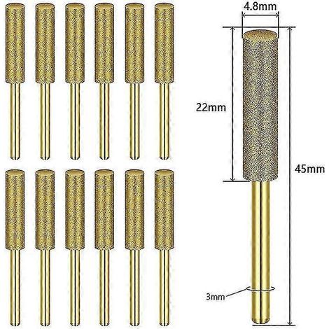 12-teiliges Diamant-Kettensägenketten-Schärfset mit Schärfstiften, kompatibel mit Dremel-Werkzeugen, für professionelles und präzises Kettenschärfen. (1/5)