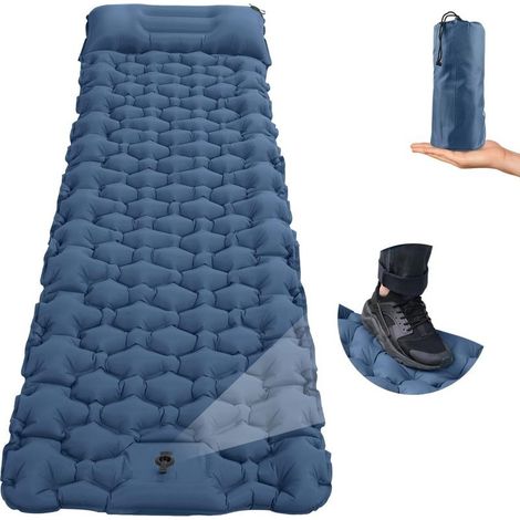 Matelas de camping auto-gonflable 200x70x8 cm – Nylon 40D TPU imperméable – Pompe à pied intégrée – Capacité 660 lb pour randonnée (1/4)