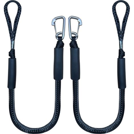 2 Stück Bootsleine Ø16 mm, Festmacherleine mit Schnalle und Karabiner aus Edelstahl 304, elastisch 122–168 cm, widerstandsfähig (1/4)