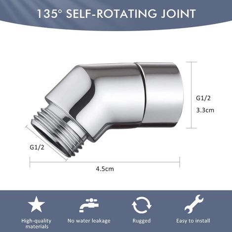 Adaptateur de douchette à main, angle d'inclinaison de 135 degrés, adaptateur de pommeau de douche à angle f (1/4)