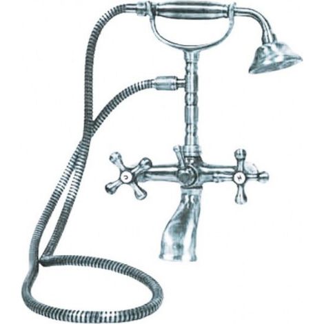 Kit Doccino e Miscelatore Doppio Comando per Vasca in Ottone Lecce Classic Cromato (1/2)