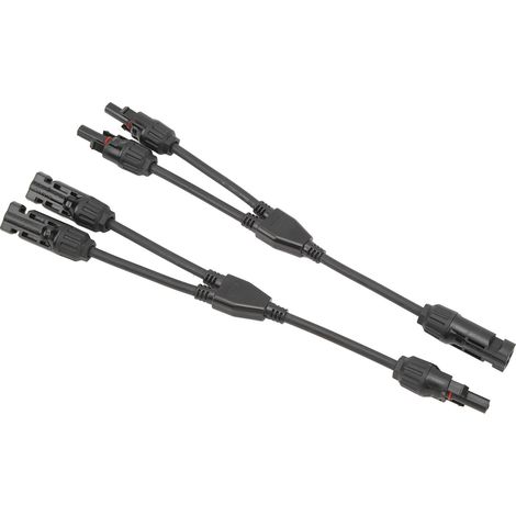 Paire de câbles en Y parallèles pour panneaux solaires, 2 vers 1, connecteurs solaires, adaptateur en Y pour câbles parallèles, kit d'outils MFF FMM pour fiches de câbles, 30 cm, 0,98 pi (1/5)