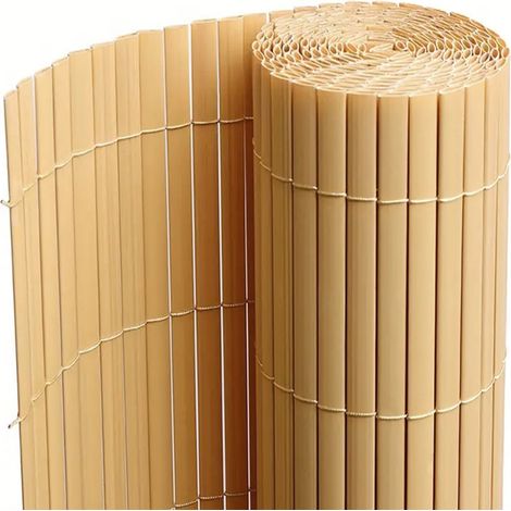 Canisse Brise vue en PVC tube Plat,Clôture protection pour jardin terasse balcon coloris naturel Bambou (1/5)
