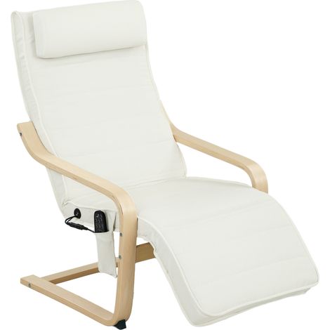 Fauteuil Relaxante Chauffant et Massant avec Repose-Pieds Réglable et Télécommande, 67x95x101 cm, Crème (1/5)