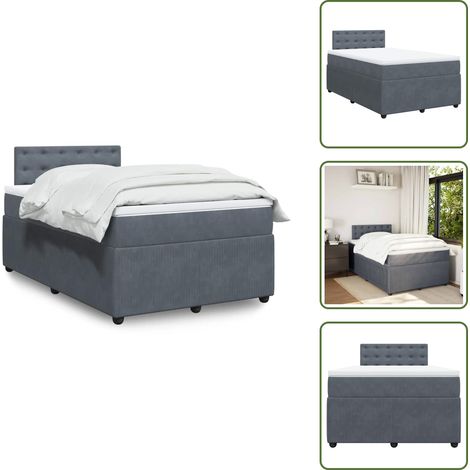 Sommier à lattes de lit et matelas gris foncé 120x190cm velours - Sommier À Lattes De Lit - Sommiers À Lattes De Lit - Lit - Meuble De Chambre À Coucher (1/5)