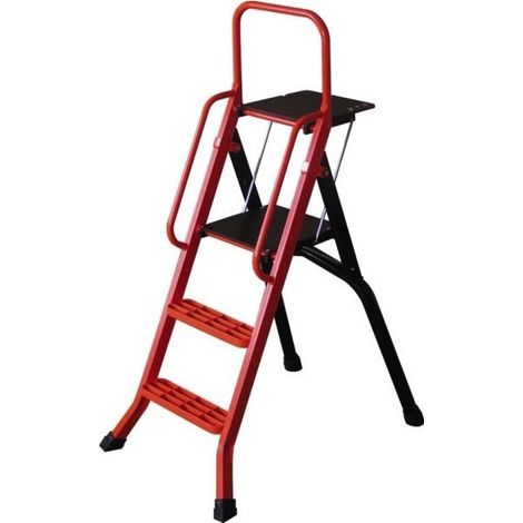 Escalera de aluminio lacada de 140 cm + estante
