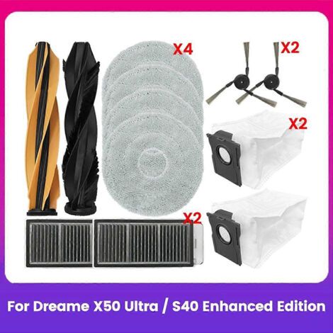 Lot de 12 pièces de rechange pour aspirateur Dreame X50 Ultra/S40 Enhanced Edition : brosse latérale principale