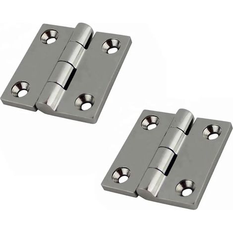 Charnières avec 4 Trous en Acier Inoxydable 316, 2 pièces, 38mm 50mm, Poli Miroir, charnières Robustes for matériel de Bateau Marin(38X38mm) (1/5)