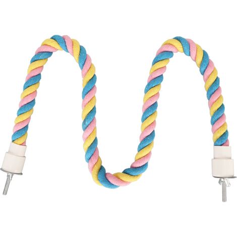 Perchoir en corde de coton colorée et flexible, jouet d'escalade sûr pour perroquets, perruches ondulées et inséparables. (1/5)
