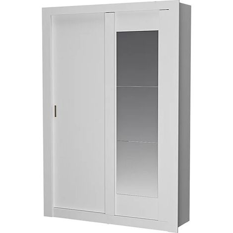 Armadio 2 ante scorrevoli con specchio L.152 cm Bianco - PETTERI (1/5)