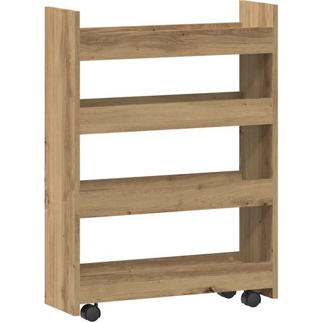 Narrow Storage Trolley 4 Tier Artisian Oak Engineered Wood vidaXL