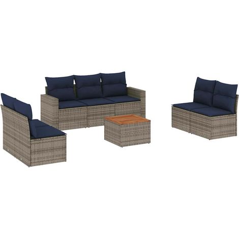 Maison Exclusive - Set Divani da Giardino 8 pz con Cuscini Grigio in Polyrattan (1/5)