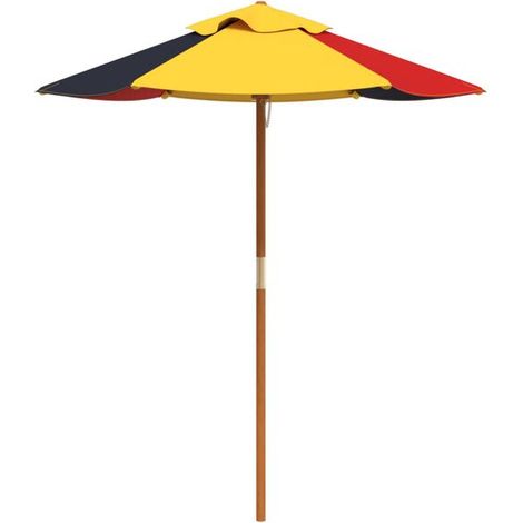 Parasol de jardin pour enfants, poteau en bois, 120 cm de diamètre et 140 cm de largeur (1/2)