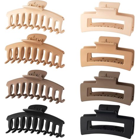 Pince À Cheveux - Pince Crocodile Carrée Mat - Pour Cheveux Fins Épais Bouclés Droits - 12 Pièces (1/5)