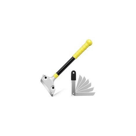 1pcs Grattoir Vitre, Grattoir Peinture avec 10 Lames, Racloir pour Plaque avec Fonction knock-out, Scraper Plancha à Long Manche pour Plaque à Induction, Nettoyage, Fenêtres, Carrelage