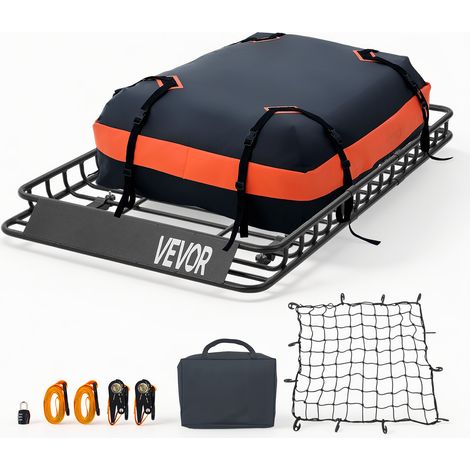 VEVOR Dachkorb Auto 1371 x 864 x 102 mm Dachträgerkorb (Q195-Legierungsstahl) mit Wasserdichter Tasche (Oxford) und Ratschengurten 90,72 kg Tragkraft Dachgepäckträger für SUV Lkw Pkw Autodachkorb (1/5)