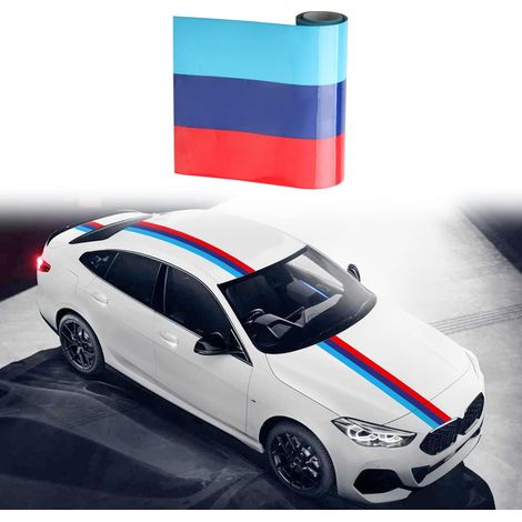 M 118'' x 6'' Adesivo decorativo a strisce colorate compatibile con esterni o interni BMW, copertura parafango griglia anteriore, gonna laterale, paraurti (3 x 15 cm) (1/4)
