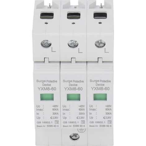 Parafoudre 3P 60KA 420V - Dispositif Antisurtension Haute Performance en Matériau PC Ignifuge (1/5)