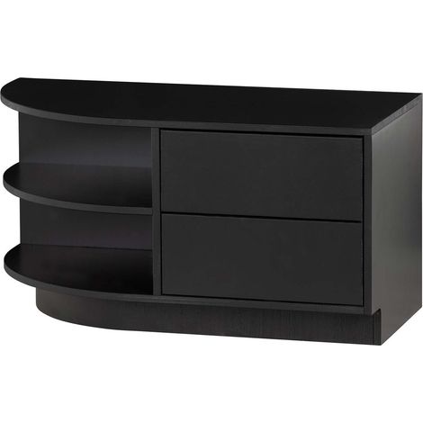 Meuble TV d'angle gauche 78x40x40 cm en pin massif noir (1/5)